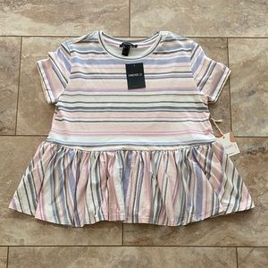 NWT Forever 21 Striped Peplum Top